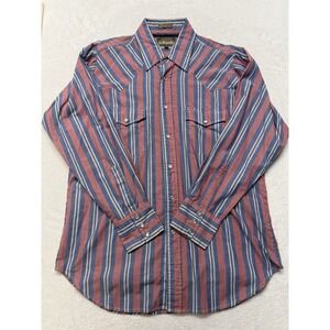 Vintage Outlaw Western Wear Pearl Snap Extra Long Tails Long Sleeve Shirt LRG